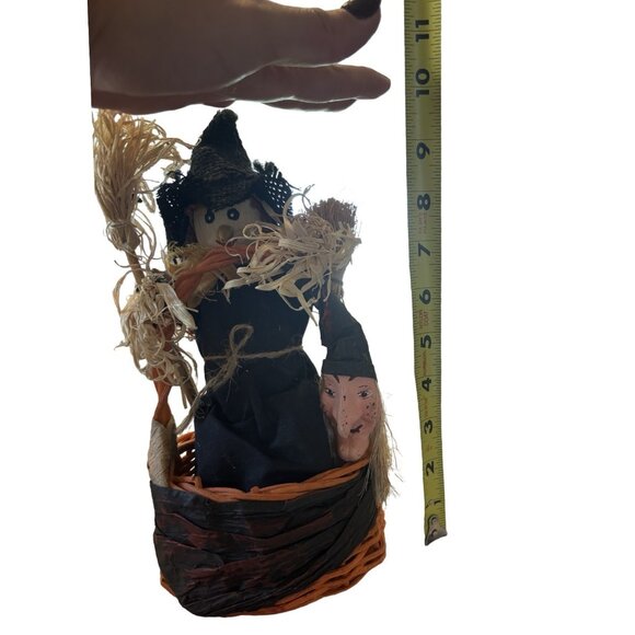 Vintage Paper Mache Halloween Wicker Basket Cornhusk Doll Wicker Creepy Doll - Picture 8 of 8